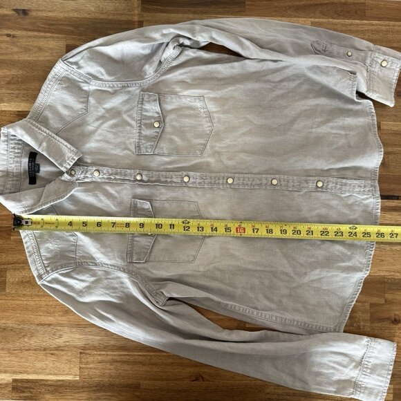 Allsaints Womens Long Sleeve Gray Shirt Sz 10 US Snap Button Edgy Grunge Capsule - Picture 5 of 16